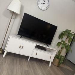 Modern Ivory TV Stand - Fits UP TO 65" TV Max