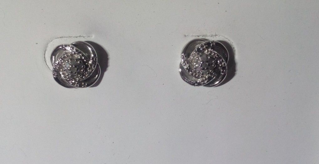 Sterling Silver Diamond Earrings