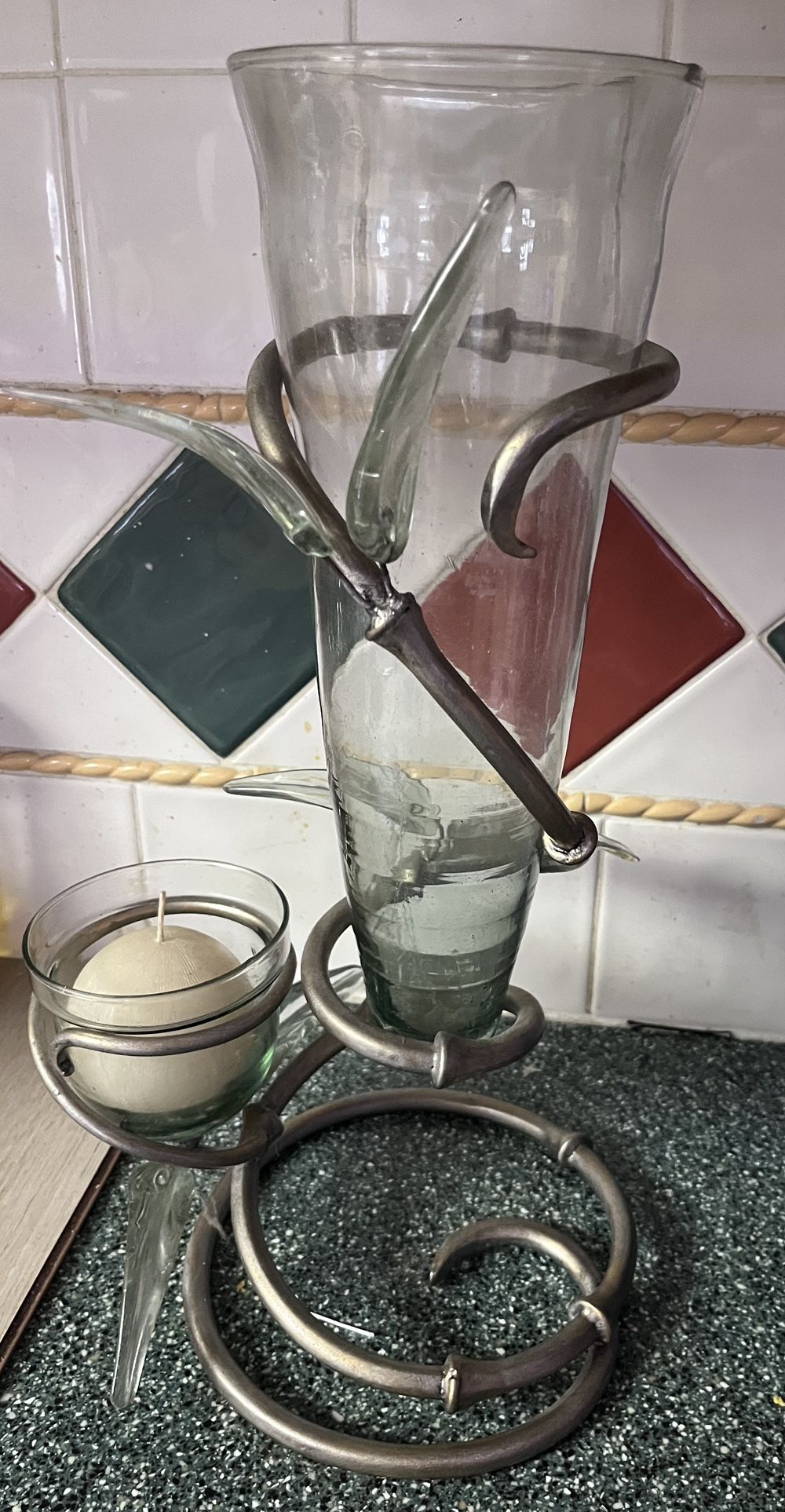 Beautiful Metal And Glass Candle Holder