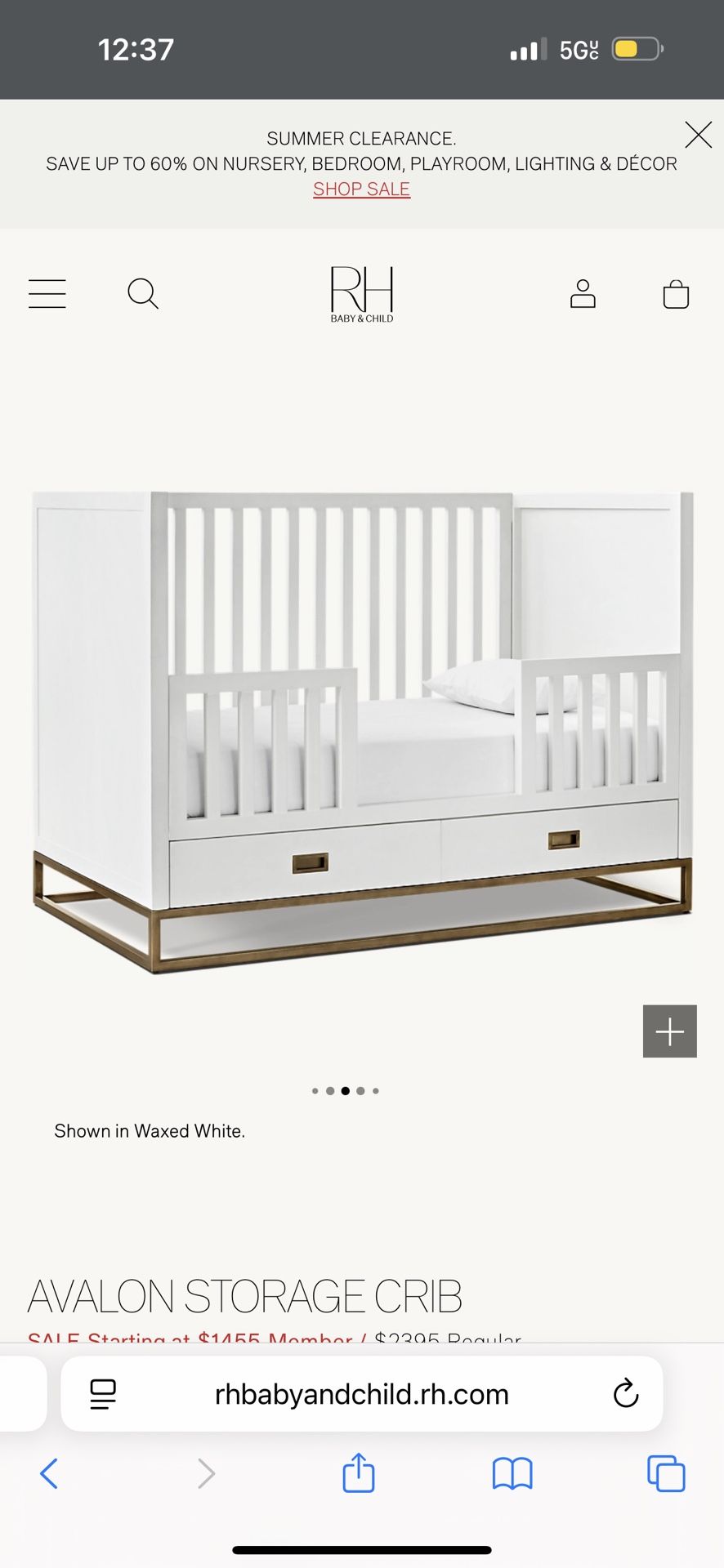 RH Crib To Toddler bed With Storage ( You Need To Buy Crib Converter)