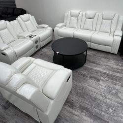 Modern Power Recliner 3Pcs Living Room Set With Bluetooth Speaker And LED