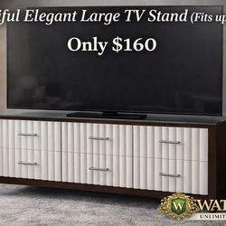 ✨ Beautiful Elegant Large TV Stand / Media Console – Glass Top ✨