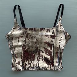 Metallic Sequins Crop Top 