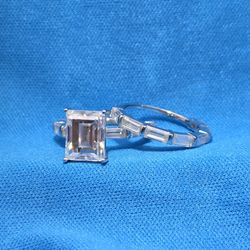 Moissanite 5.56 ctw Emerald Cut 2 in 1 Ring 