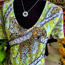 Mesmerize V-Neck Animal Print Sequin Top