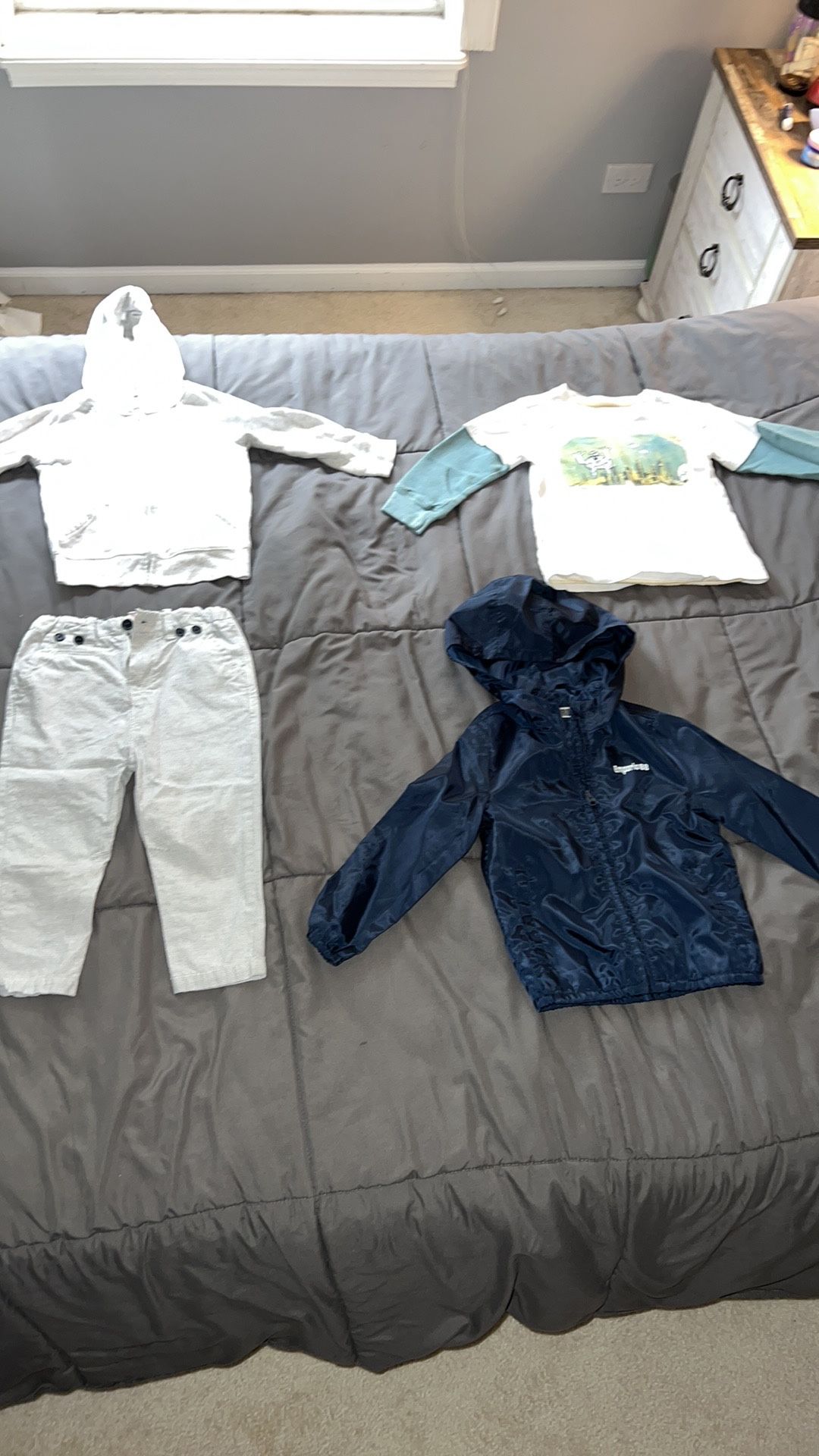 Size 2T/2-3 years toddler clothes koton baby dress pants, jumping bean hoodie has stains, Leigh tucker Willow shirt has stains but makes great play cl