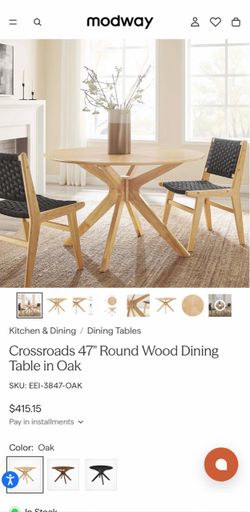 Crossroads 47” Oval Wood Dining Table in Oak with Chairs