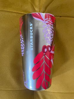 Starbucks Pink Floral/Silver Ceramic Tumbler
