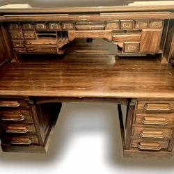 National Mt. Airy C.E.O Oak Roll Top Desk