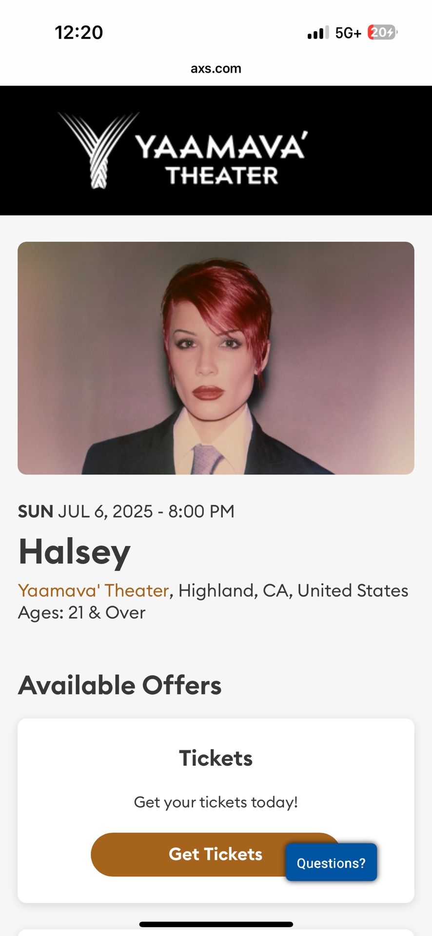 Halsey Tickets For Tonight 7/6