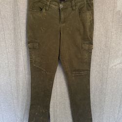 Y2K Grunge Distressed Z CAVARICCI 90’s Skater Pants Green Vintage Cargo Indie