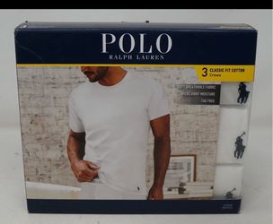 Polo Ralph Lauren Men's White Classic Fit Crew-Neck 3 Pack T-Shirt Sz small  NEW