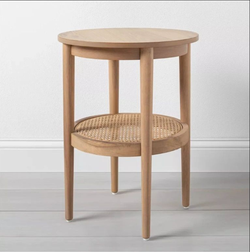 Hearth & Hand™ with Magnolia- Wood & Cane Round Accent Side Table (Brand New)