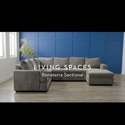 Bonaterra Dove Grey Fabric  2 Piece L-Shaped Sectional with Left Arm Facing & Storage Ottoman