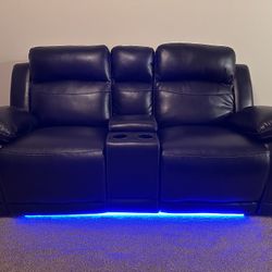 Faux Leather Loveseat + Recliner Chair