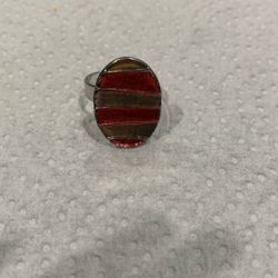 Hot pink&Gold stripe Adjustable Band Ring