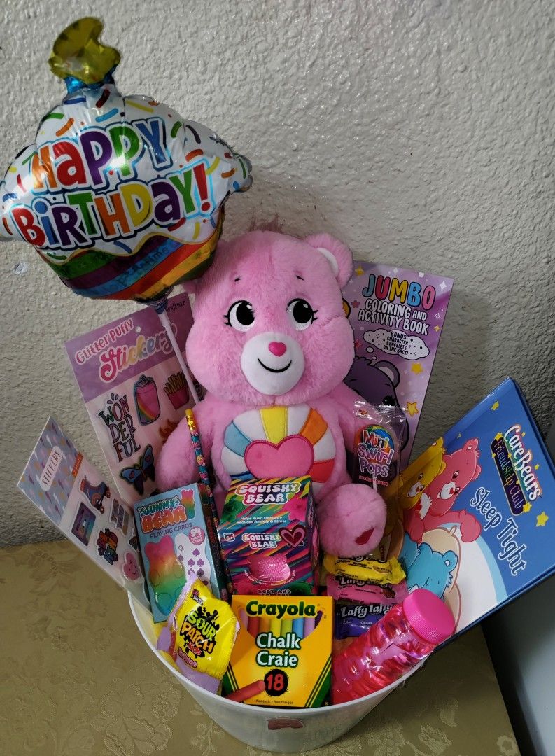 CARE BEARS BIRTHDAY GIFT BASKET. ( PICK UP IN MODESTO)