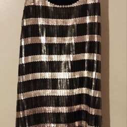 Black and Silver Sequined Dress - Size M
