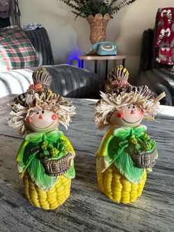 Pair of Fall Scarecrow Corn Decorations – $10