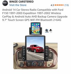 Android 14 Car Stereo Radio Compatible with Ford F150 1 Expedition 1 Wireless CarPlay & Android Auto AHD Backup Camera Upgrade 9.7" To