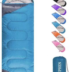 TUPHEN-Sleeping Bags for Adults Kids Boys Girls Backpacking Hiking Camping Cotton Liner, Cold Warm Weather 4 Seasons