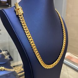 👑✨ BEAUTIFUL 10MM MIAMI CUBAN LINK 🌏🏆  24” GOLD OVER SILVER
