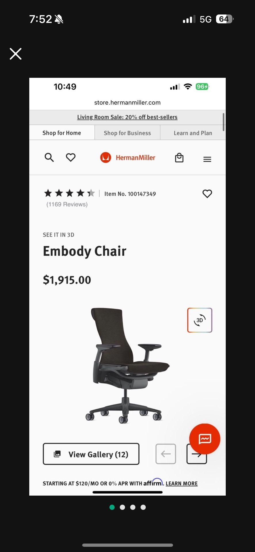 Herman Miller Embody Chair Like New BLACK
