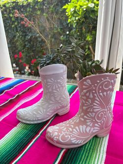 Ceramic Cowboy Boot Planters