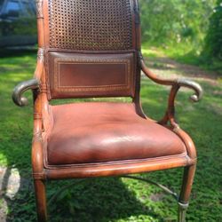 Antique Bamboo Leather Chair 