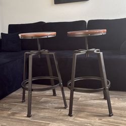 2 vintage adjustable stools