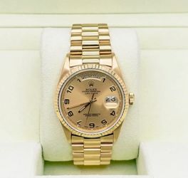 Rolex Day Date President 18038 36mm Champagne Arabic Dial 18k Yellow Gold Box