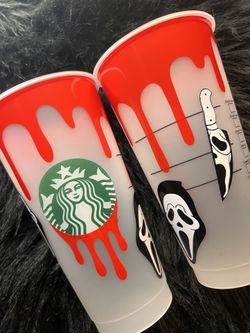 Starbucks Ghost Face/ Scream Halloween/ Bloody Vinyl Cold Cup