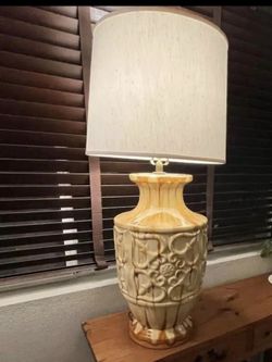 Vintage Ceramic Drip Glaze Table Lamp – Mid Century Style – No Shade