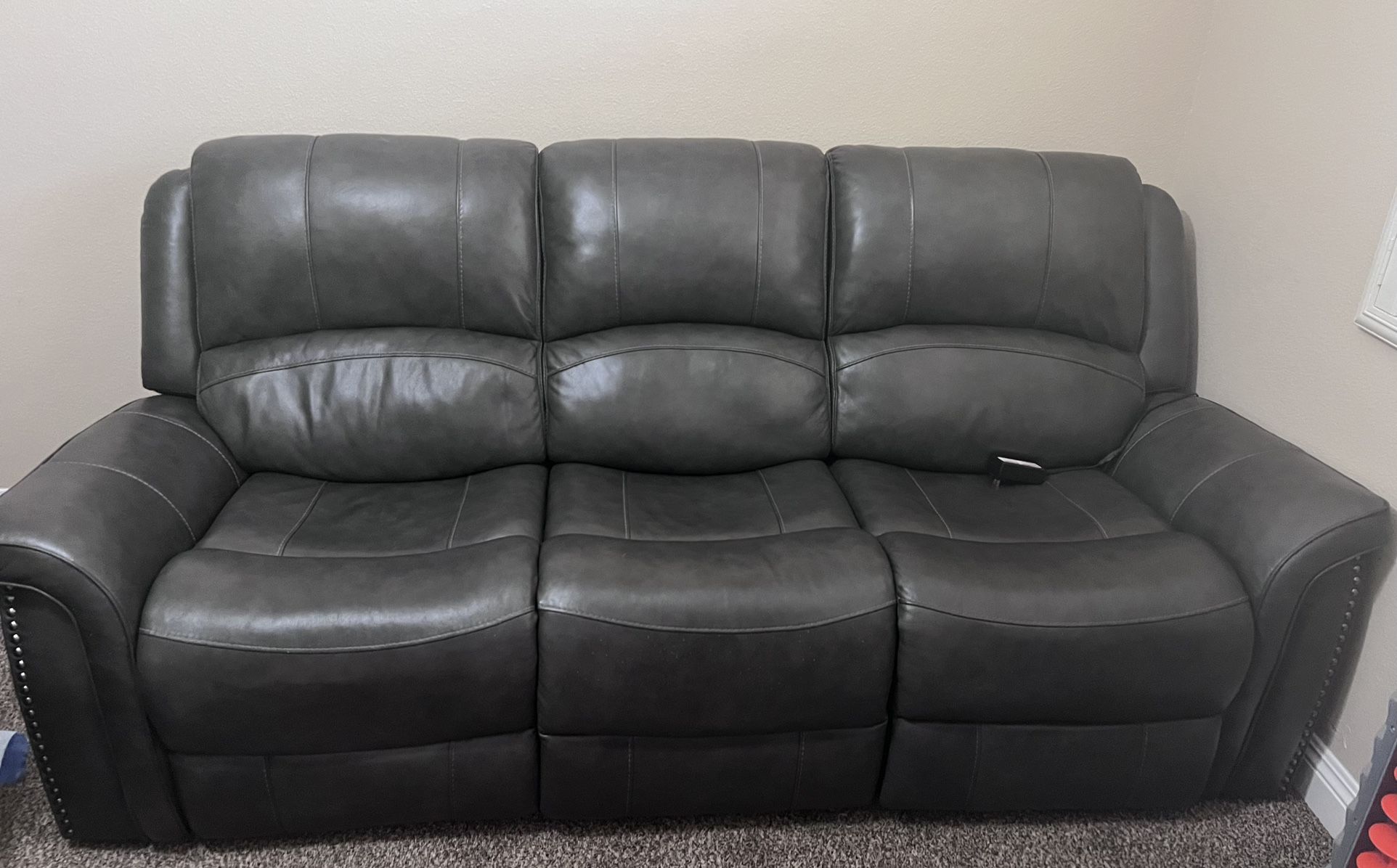 Leather Gray Loveseat And 3 Seater Couch