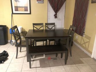 6 PC ESPRESSO WOODEN DINING TABLE SET
