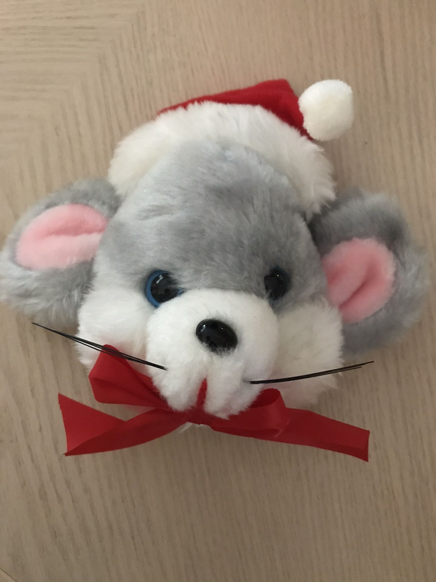 Vintage Christmas Mouse Plush Door Knob Cover 1986 House of Lloyd