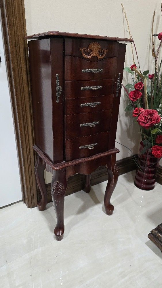 Cherry Wood Jewelry Armoire