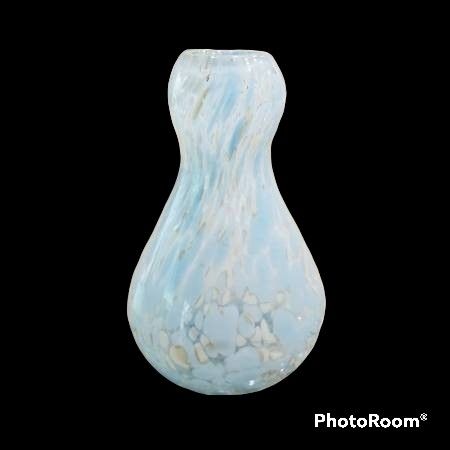 Vintage Small light Blue N Off White Speckled Murano Bud Vase. 4.5 Inches Tall