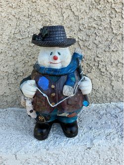 Vintage fisherman snowman decor figure