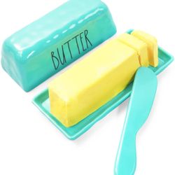 Butter Dish with Lid and Knife Polished Design Melamine Butter Keeper, Butter Holder with Cover, Butter Container Holds a Standard Stick of Butter, Di