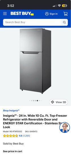 Insignia 10 cu stainless steel refrigerator