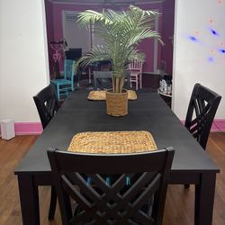 Custom Black Dining Table Set With 4 Chairs 