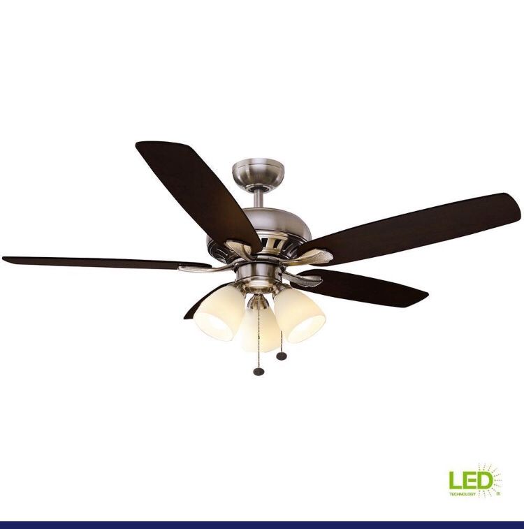 Rockport 52 in. LED Brushed Nickel Ceiling Fan with Light Kit