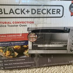 BLACK+DECKER 4-Slice Convection Oven, Stainless Steel, Curved Interior fits a 9 inch Pizza