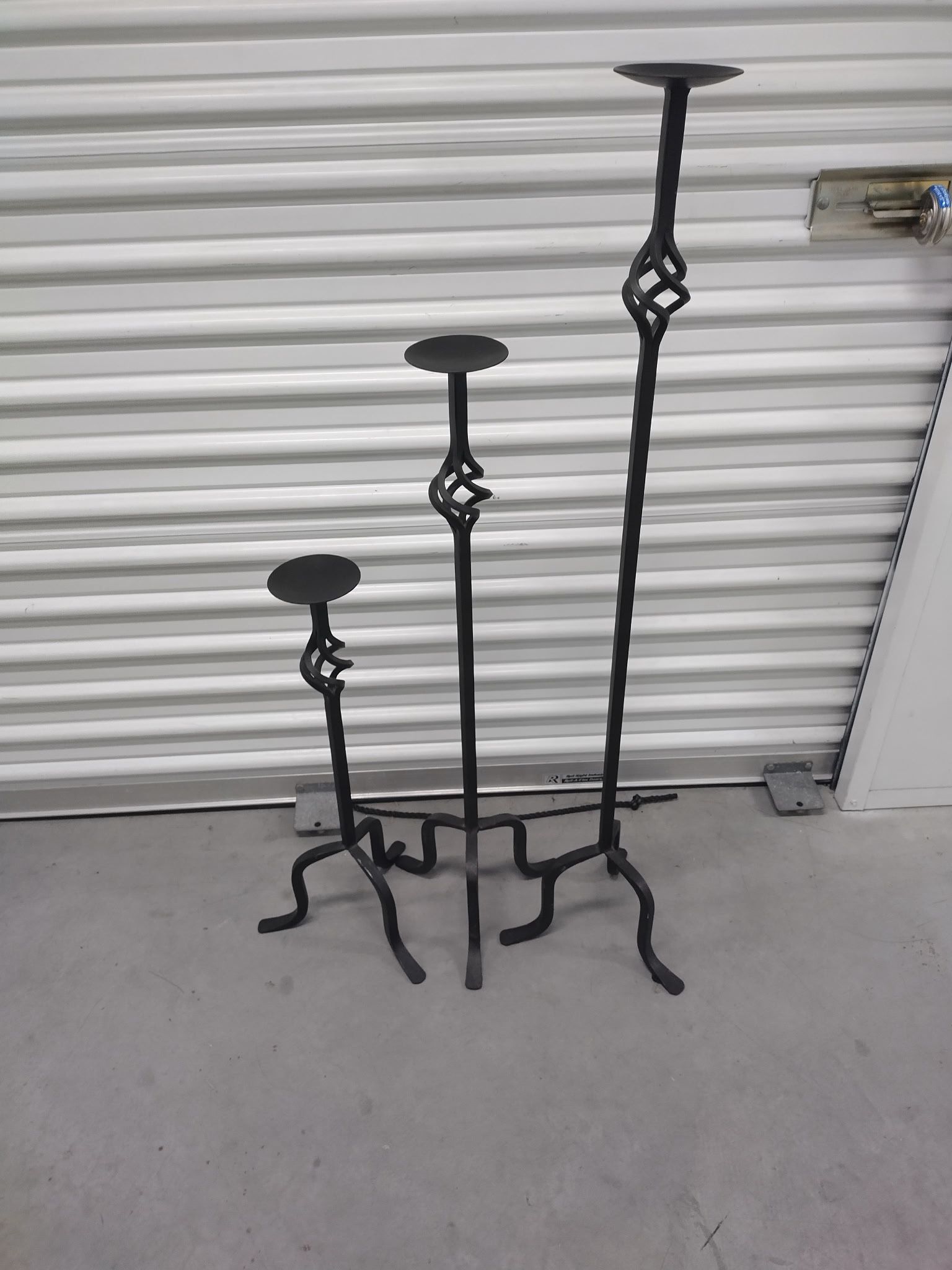 Set Of Three (3) Iron Candle Stick Holders