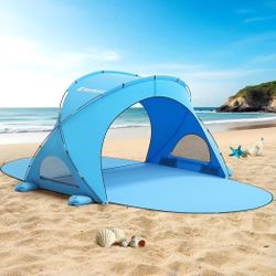 Raynesys Beach Tent Sun Shelter, Beach Shade Tent with UPF50+ UV Protection, Portable Sun Shelter for 1-3 Person, Shade Tents with 2 Zippered Doors fo