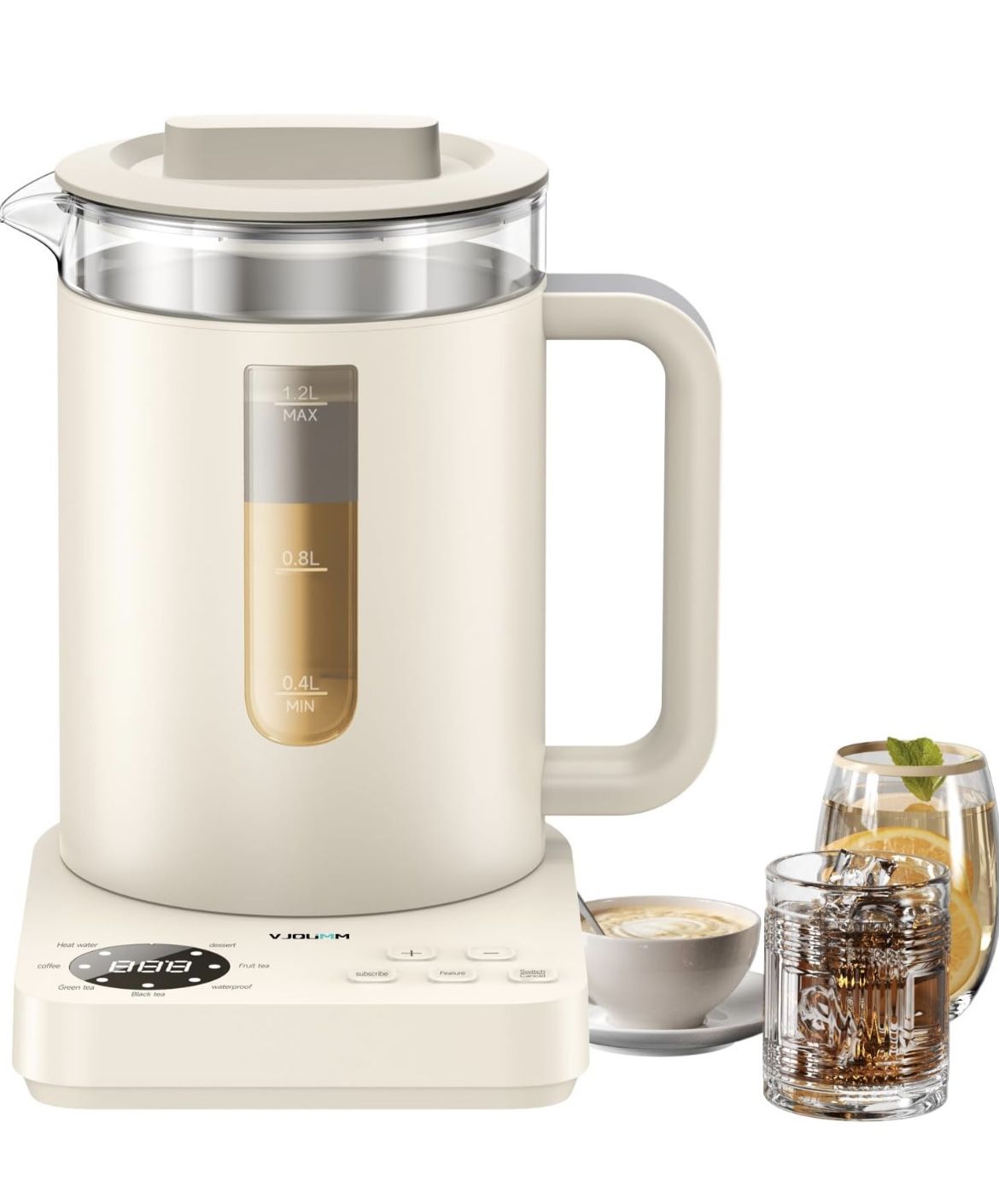 Electric Tea Kettle, INTASTING Glass Electric Kettle with tea Infuser and Precise knob temperature control, 1200W Fast Heating, BPA-Free, Easy to Clea