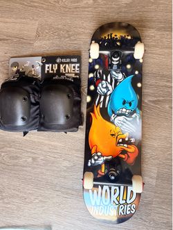 $80 for both World Industries Skateboard 32" 187 Killer Par Pro Knee Pad NEW