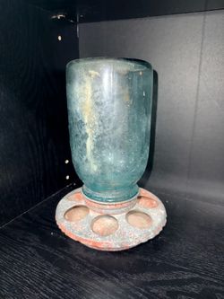 Vintage Glass Jar Poultry Waterer
