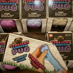 3.25” Stretchy Squish Pug - 12 - Display Box - Party Favor - Giveaway – Treasure Box - NEW